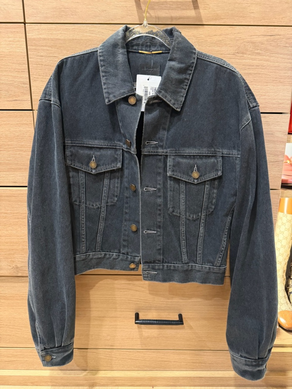 Saint Laurent Black Washed Denim Trucker Jacket